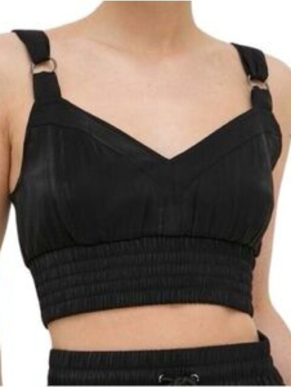 Guess Black Cropped Tank Top with Ring Straps